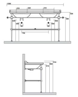 Консоль для раковины Kerasan Waldorf 9195K3br бронза
